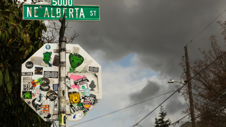 Sign in the Alberta Arts District in Portland, Oregon.