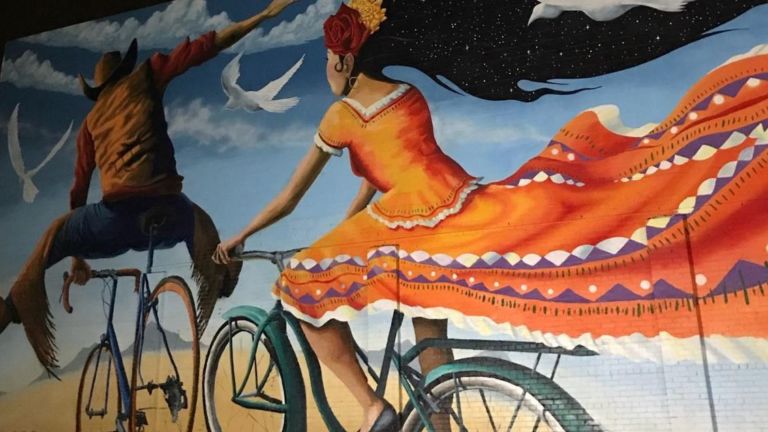 Cowboy on a Bicycle mural, Tucson