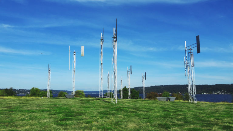 A sound garden located at the National Oceanic and Atmospheric Administration, Seattle. Shutterstock