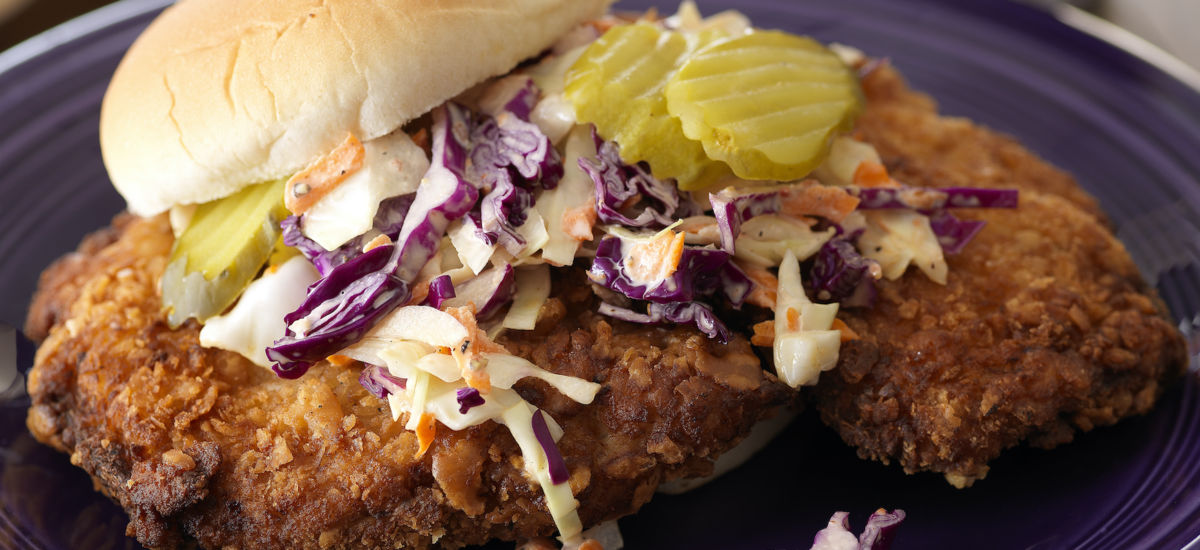 Pork tenderloin sandwich. Pic via Shutterstock.