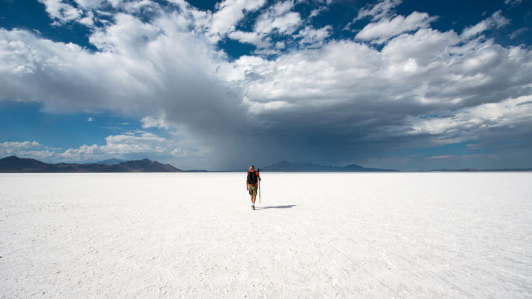 Bonneville Salt Flats, Salt Lake City. Pic via Shutterstock.