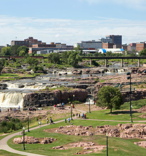 Falls Park, Sioux Falls, South Dakota. Pic via Shutterstock.