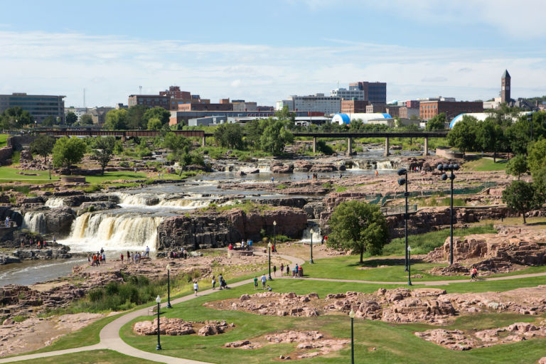 Falls Park, Sioux Falls, South Dakota. Pic via Shutterstock.