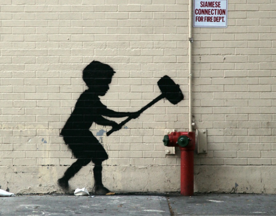 A Banksy on the Upper West Side in Manhattan.