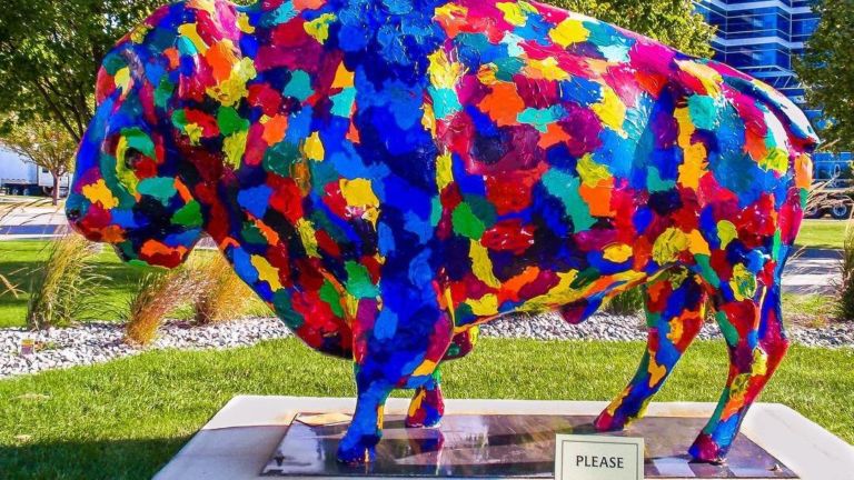 Painted bison in Fargo, North Dakota.