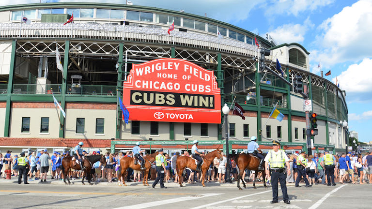 Wrigley Field in Chicago. Photo via Shutterstock.