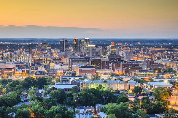 Birmingham, Alabama, downtown skyline. Photo via Shutterstock.