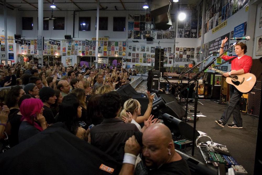 Paul McCartney's in-store performance at L.A.'s Amoeba Music.