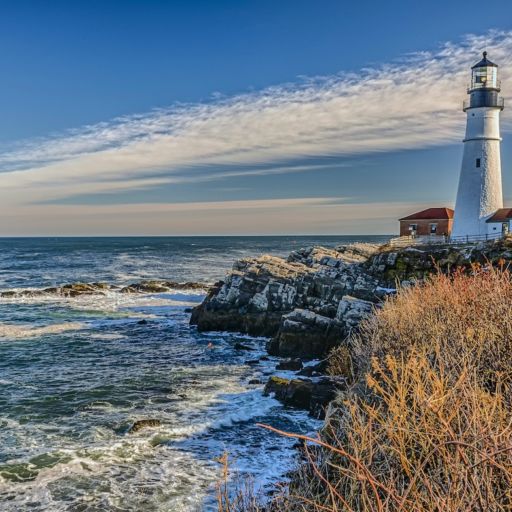 Cape Elizabeth is the home of Portland Head Light. Situated along the spectacular shores of Fort Williams Park. Photo via Shutterstock.