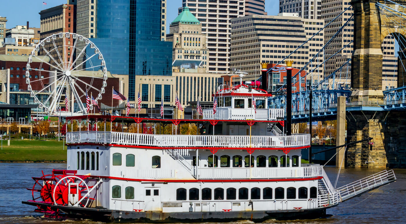 Cincinnati river front. Photo via Shutterstock.