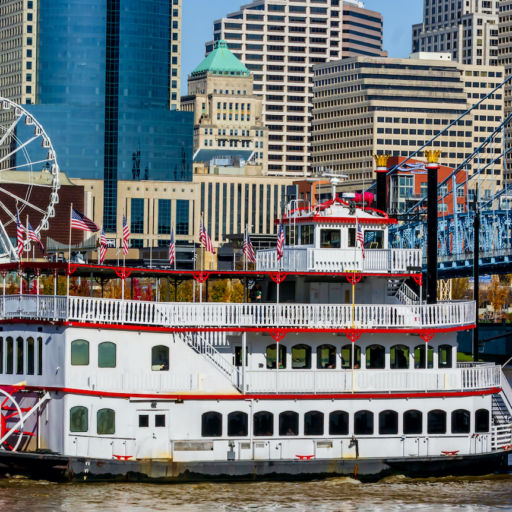 Cincinnati river front. Photo via Shutterstock.