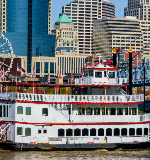 Cincinnati river front. Photo via Shutterstock.