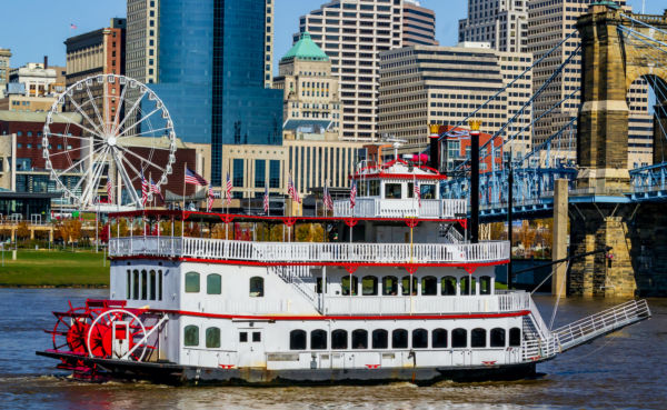 Cincinnati river front. Photo via Shutterstock.