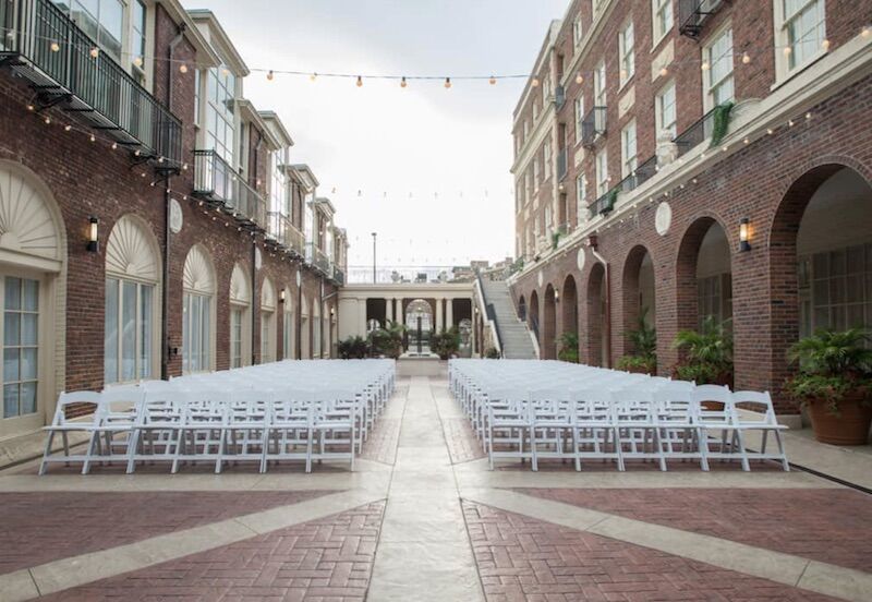 Magnolia Hotel courtyard in Omaha, Nebraska