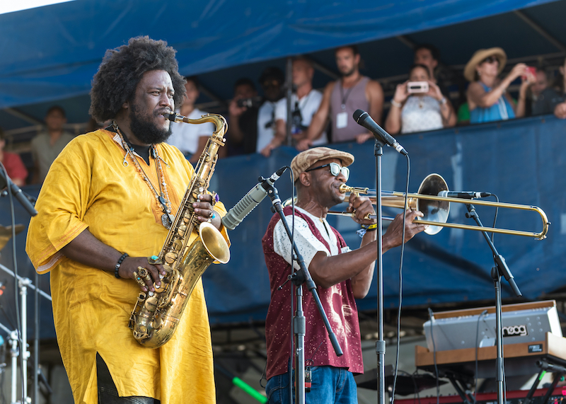 Newport, Rhode Island, USA - August 03, 2019: Kamasi Washington performs at The Newport Jazz Festival in Rhode Island. Photo via Shutterstock.