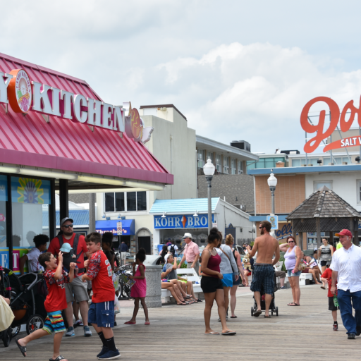 Rehoboth Beach boardwalk in Rehoboth Beach, Delaware.