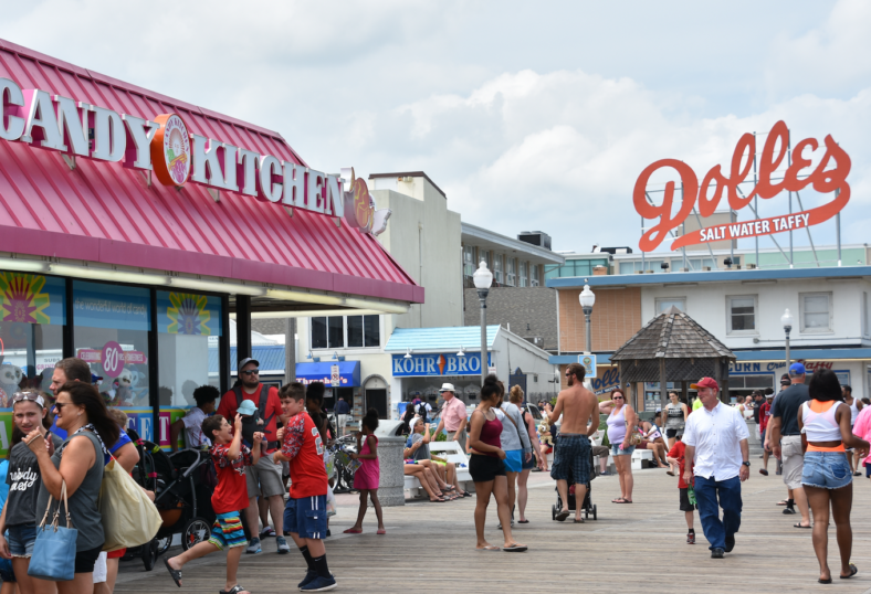 Rehoboth Beach boardwalk in Rehoboth Beach, Delaware.