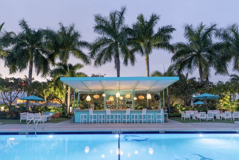 Outdoor bar at the Vagabond Hotel in Miami.