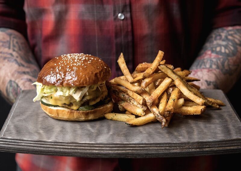 Burger and fries at the 21C Museum Hotel Lexington