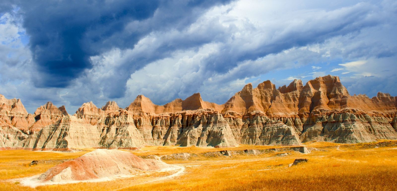 A stormy day the the Badlands national park South Dakota. Photo by Shutterstock.