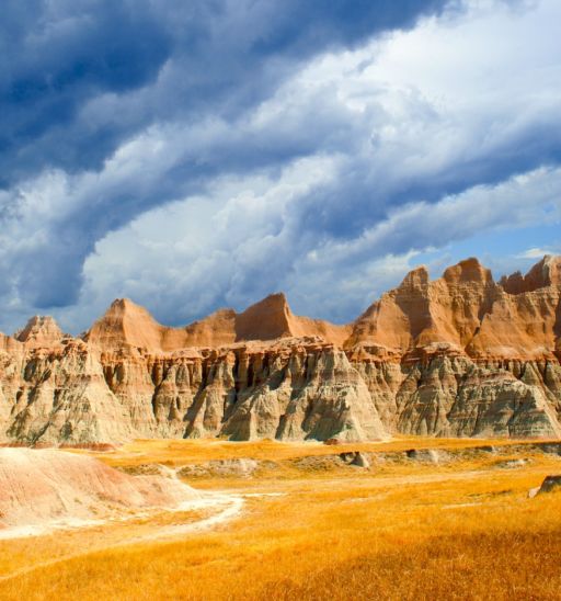 A stormy day the the Badlands national park South Dakota. Photo by Shutterstock.