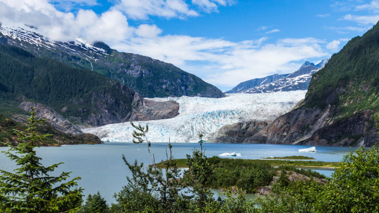 Mendenhall Glacier and Lake in Juneau, Alaska. Photo by Shutterstock.