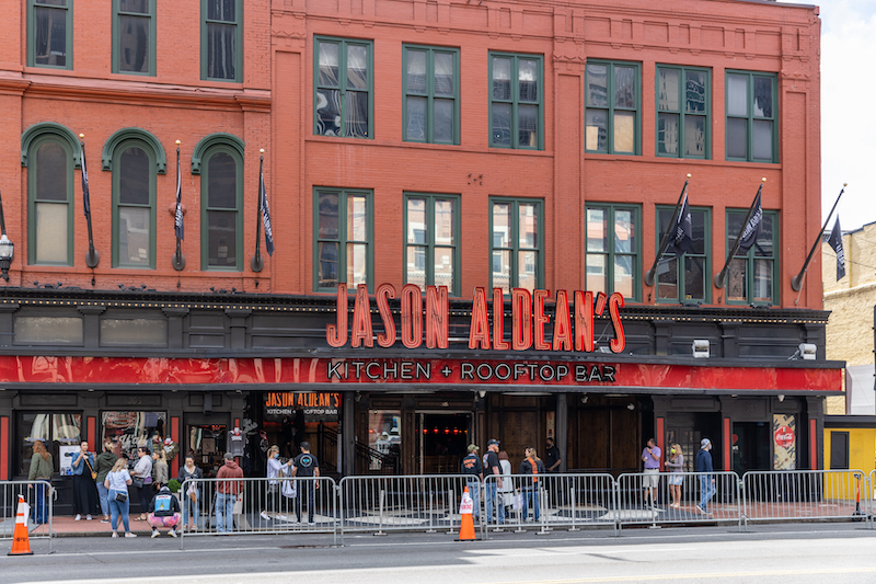 Jason Aldean's Kitchen and Rooftop Bar is one of many Nashville bars. 