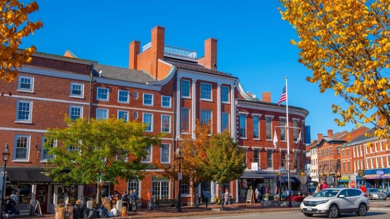 Market Square in Portsmouth, New Hampshire. Photo via Shutterstock.