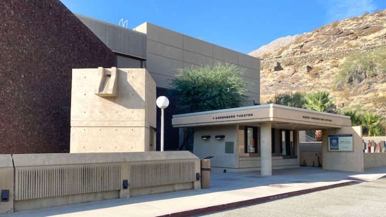 The exterior of the Palm Springs Art Museum on Museum Drive. Palm Springs, California. November 10, 2020