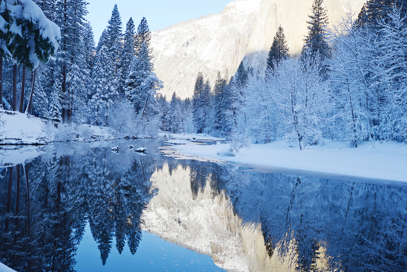 Best National Parks in Winter: Yosemite in winter. Photo via Shutterstock.