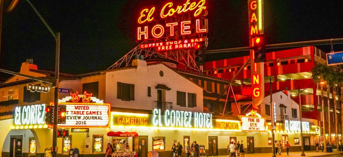Famous El Cortez Hotel in downtown Las Vegas. Photo via Shutterstock.
