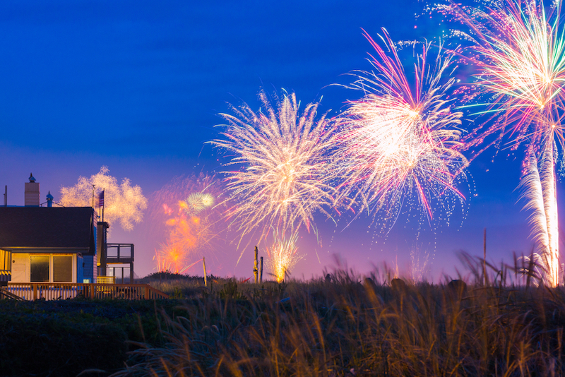 Fireworks over the Oregon coast. Photo by Shutterstock.
