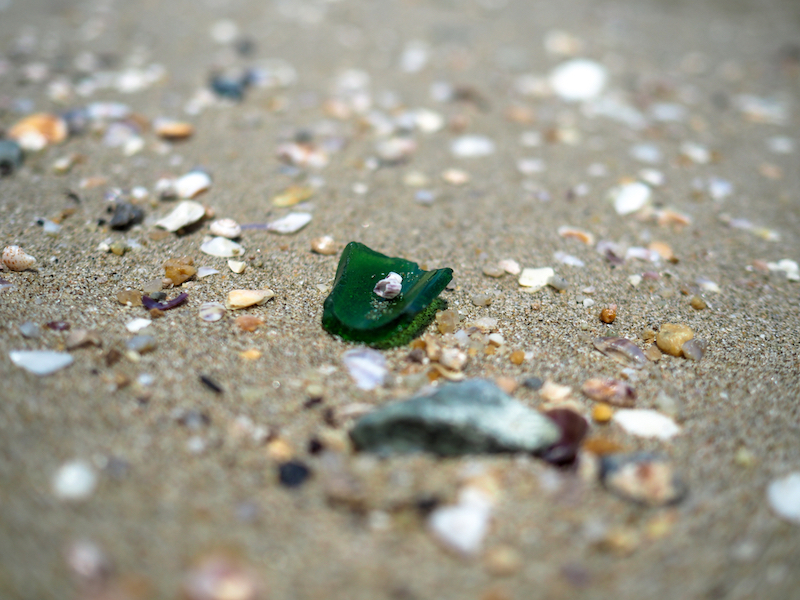 Glass in sand. Ouch.