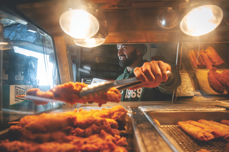 Chicken on a stick at 4 Corners Chevron gas station in Oxford, Mississippi. Photo by Rory Doyle for Fifty Grande. 