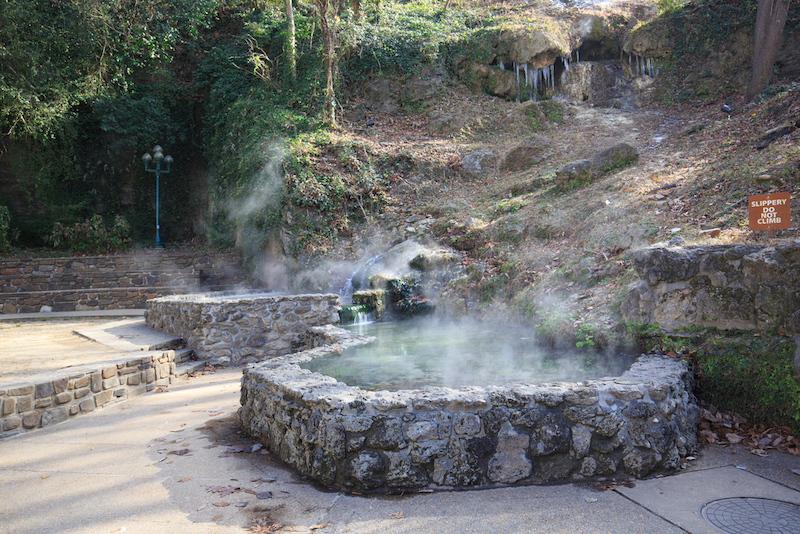 Mineral hot water in Hot Springs National Park in Arkansas. Photo by Shutterstock.