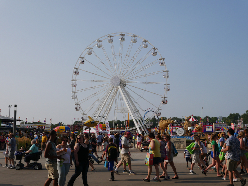 Des Moines - Wide shot of Ferris wheel at Iowa State fair grounds. Photo by Shutterstock.
