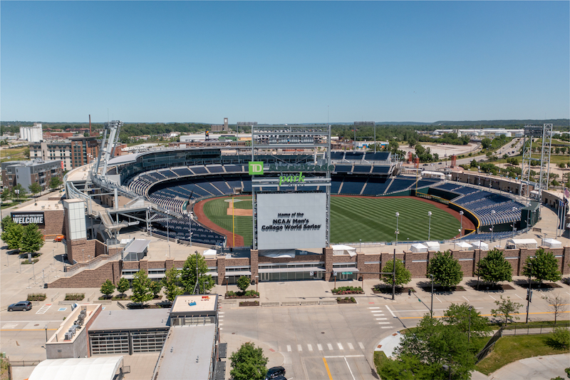 Aerial View of TD Ameritrade Park, home of the College World Series. Photo by Shutterstock.