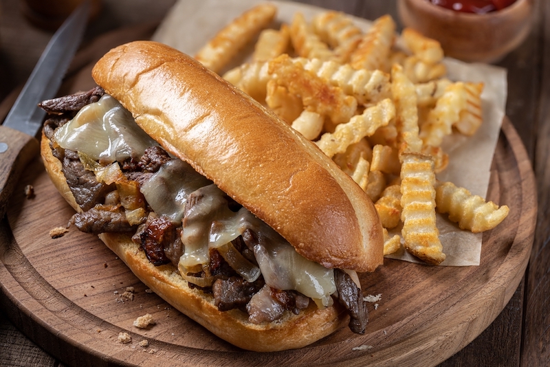 Philly cheesesteak sandwich. Photo by Shutterstock.