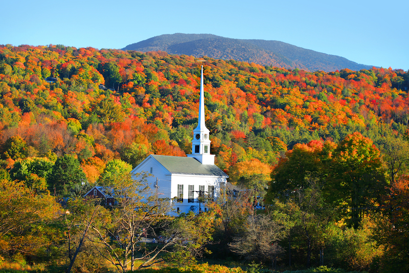 Iconic church in Stowe, Vermont. Photo by Shutterstock.