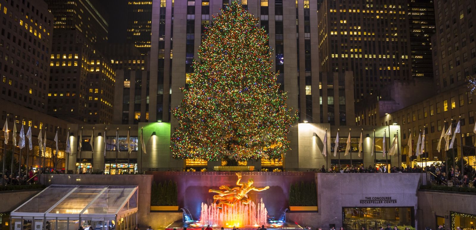 Rockefeller Center in New York City during the holidays.