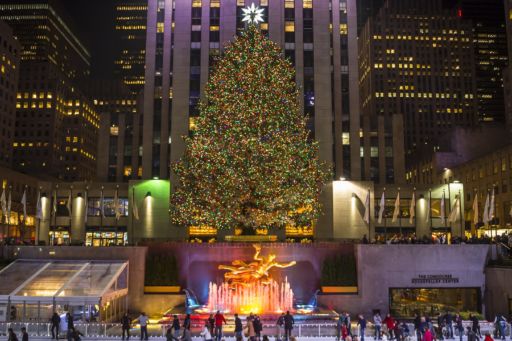 Rockefeller Center in New York City during the holidays.