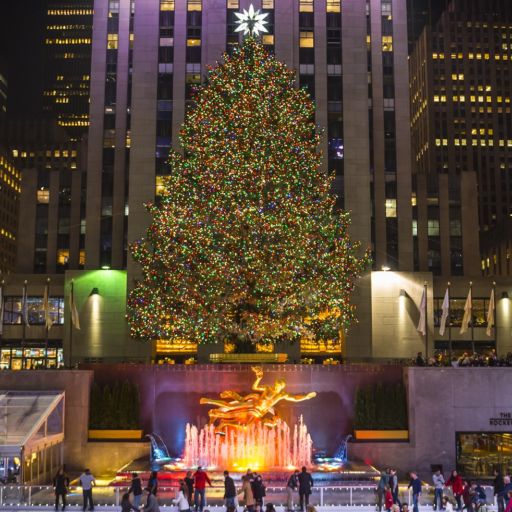 Rockefeller Center in New York City during the holidays.