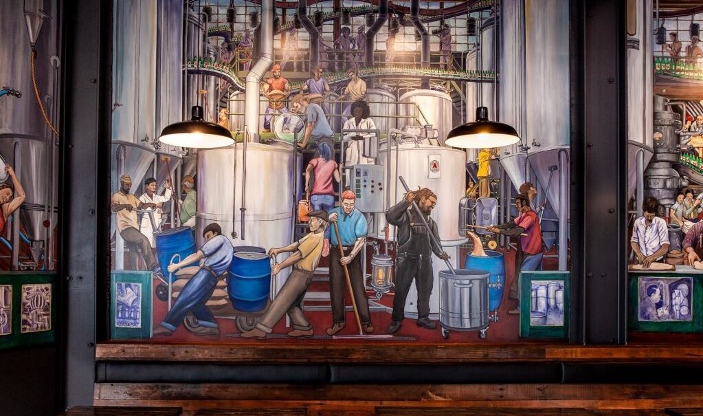 Murals inside Assembly Brewing in Portland.