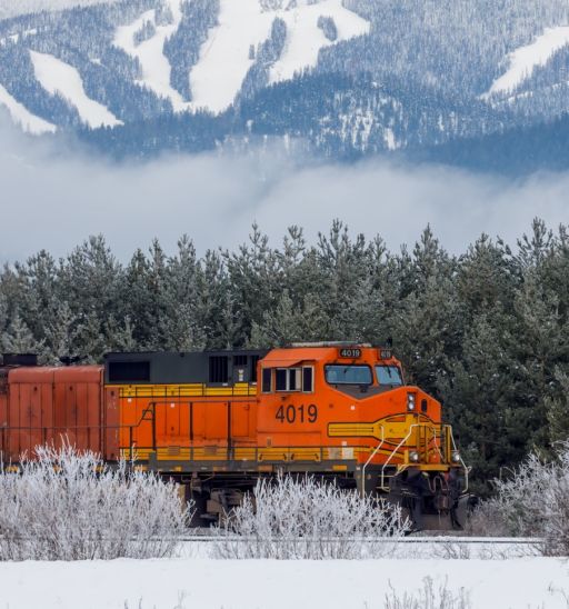 Train in Whitefish, Montana. Photo via Shutterstock.