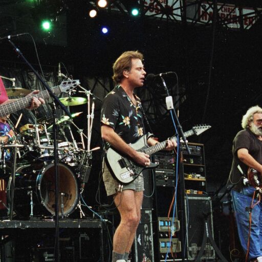 The Grateful Dead in concert in Washington, D.C., on Saturday, June 20, 1992. From left, Phil Lesh, Bob Wier, Jerry Garcia, and Bruce Hornsby. Photo via Shutterstock.