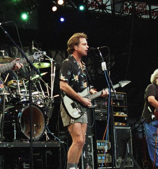 The Grateful Dead in concert in Washington, D.C., on Saturday, June 20, 1992. From left, Phil Lesh, Bob Wier, Jerry Garcia, and Bruce Hornsby. Photo via Shutterstock.