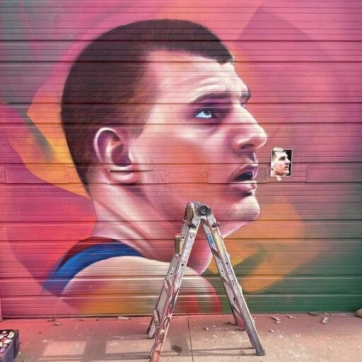 Mural of Denver Nugget Nikola Jokić mural by Detour303.