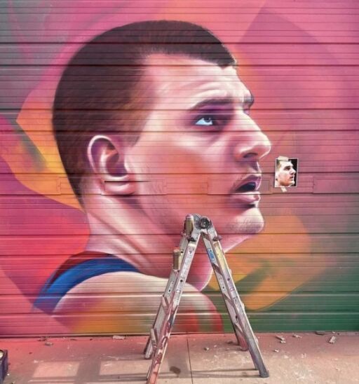 Mural of Denver Nugget Nikola Jokić mural by Detour303.