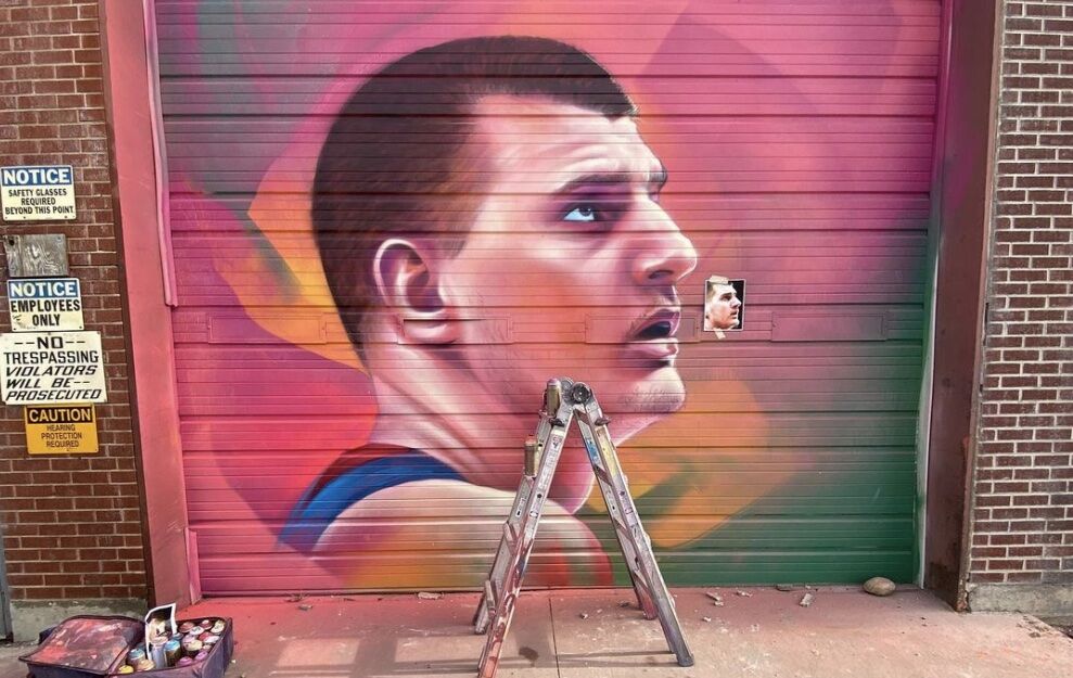 Mural of Denver Nugget Nikola Jokić mural by Detour303.