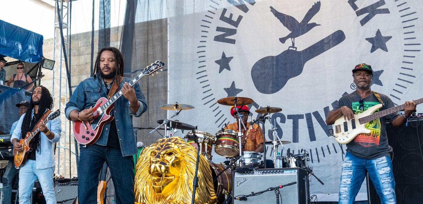 ewport, Rhode Island, USA - July 28,2019: Stephen Marley performs at The Newport Folk Festival in Rhode Island.